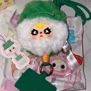 Baby Three Phone Lanyard CONFIRMED Green and White Plush With Special Eyes